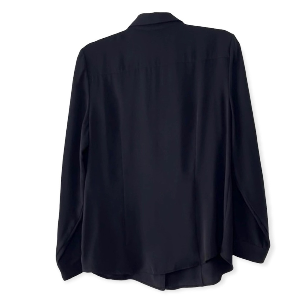 Chico’s Black Long Sleeve Ruffle Button Down Blouse. Size 1 - Picture 2 of 13